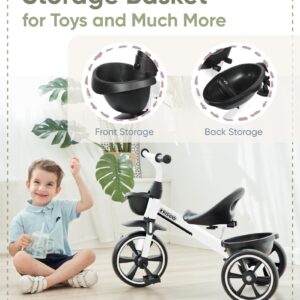 KRIDDO Kids Tricycles for 2-4 Year Olds, Toddler Trike Gift for 24 Months to 4 Years, White