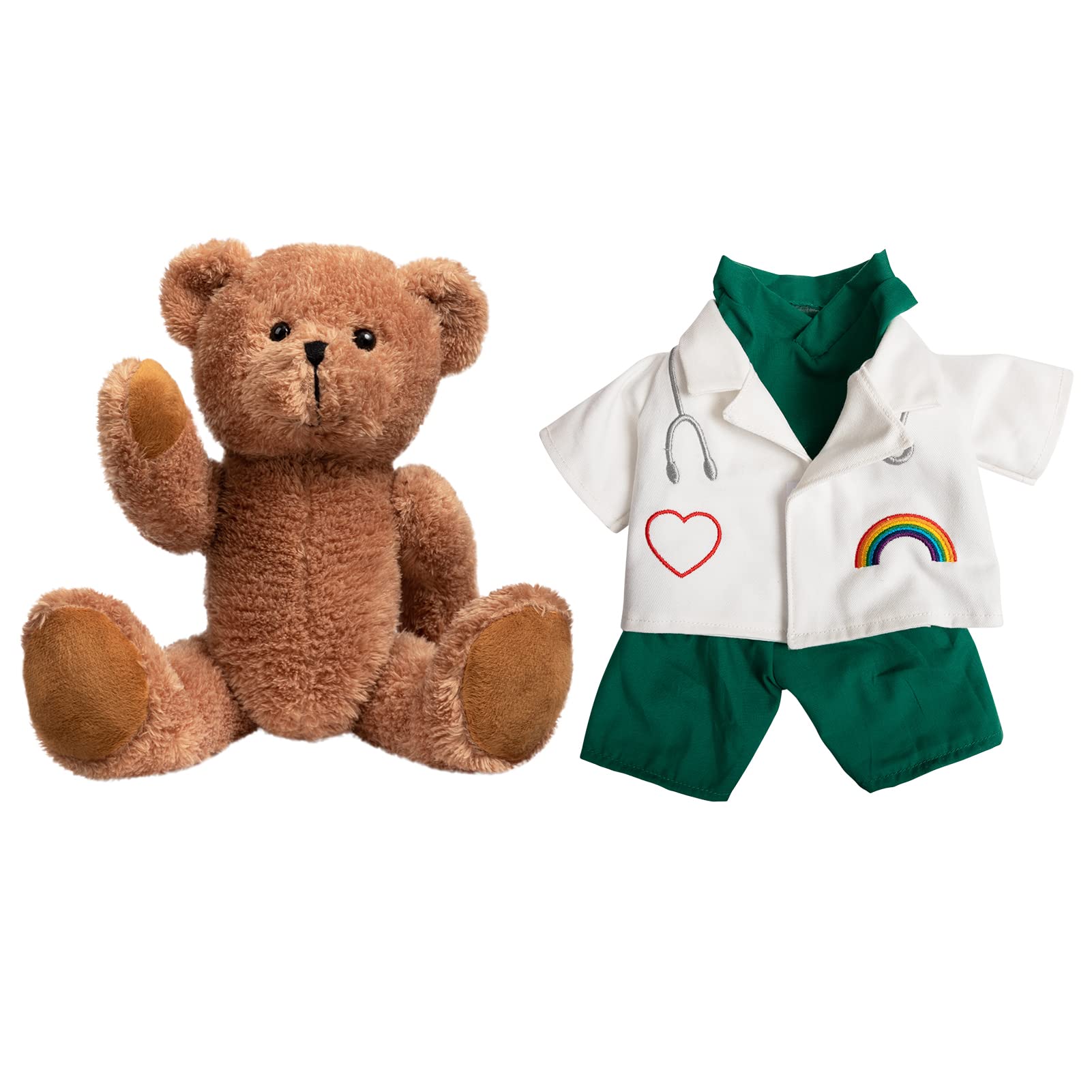 HollyHOME Doctor Bear Stuffed Animal Plush Teddy Bear in Scrubs and White Coat Gifts for Doctors Students and Kids 16 inches,Chocolate Brown