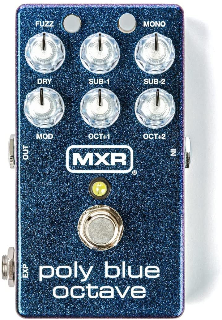 Briskdrop MXR M306 Poly Blue Octave Bundle with 2 Patch Cables, 9V Power Supply, and Dunlop PVP113 Pick Pack