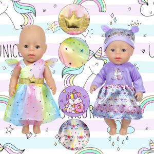 WONDOLL 10 Sets 14-16-Inch-Baby-Doll-Clothes-Outfits Dress Headbands Accessories Compatible with 43cm New Born-Baby-Doll, 15-inch-Baby-Doll, 18-Inch Doll