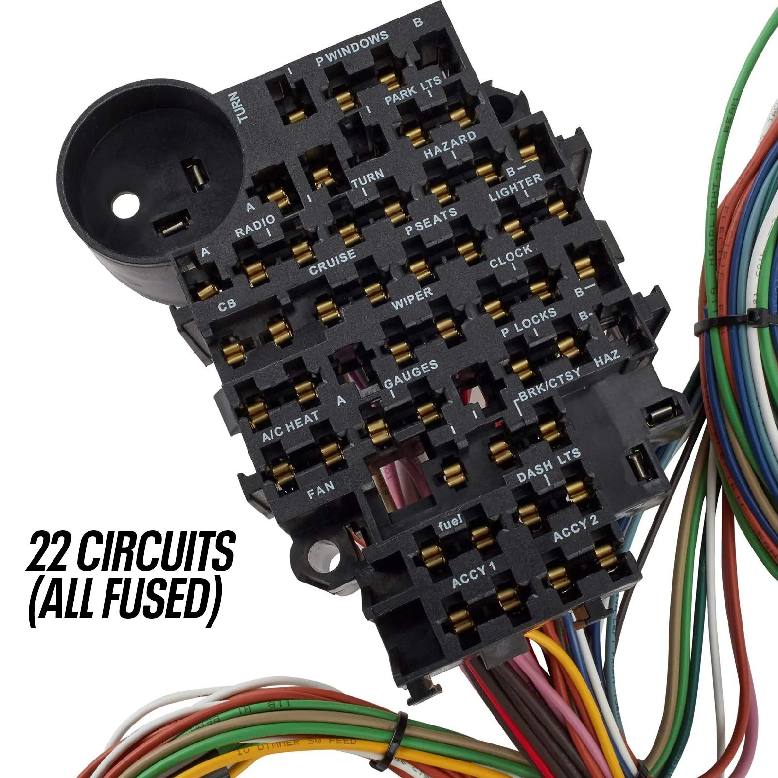 22-Circuit Universal Automotive Wiring Harness and How to Wire Your Street Rod Instruction Book, Wires are Color Coded and Labeled for Easy Installation