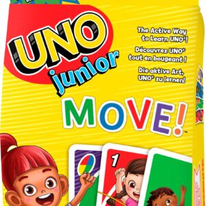 Mattel Games ​UNO Junior Move! Card Game for Kids with Active Play, Simple Rules, 3 Levels of Play and Matching