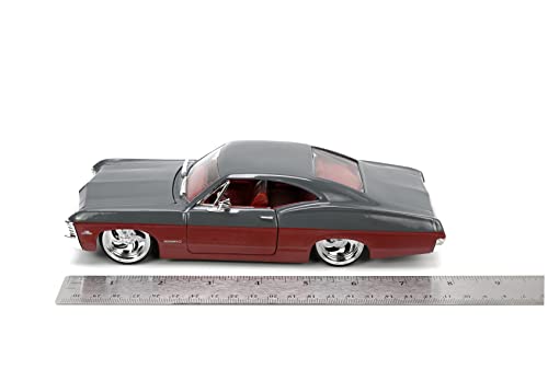 Jada Toys Big Time Muscle 1:24 1967 Chevy Impala SS Gray/Burgundy Die-cast Car, Toys for Kids and Adults