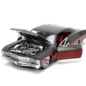 Jada Toys Big Time Muscle 1:24 1967 Chevy Impala SS Gray/Burgundy Die-cast Car, Toys for Kids and Adults