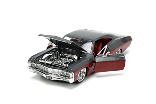 Jada Toys Big Time Muscle 1:24 1967 Chevy Impala SS Gray/Burgundy Die-cast Car, Toys for Kids and Adults