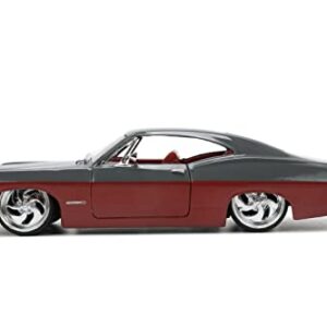 Jada Toys Big Time Muscle 1:24 1967 Chevy Impala SS Gray/Burgundy Die-cast Car, Toys for Kids and Adults