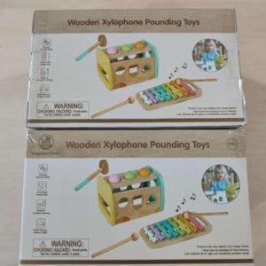 WOODENFUN Hammering Pounding Toys Wooden Educational Toy Xylophone Shape Sorter, Birthday Gift for 1 2 3 Years Boys Girls Baby Toddler Kids Developmental Montessori Learning Toy (Yellow)