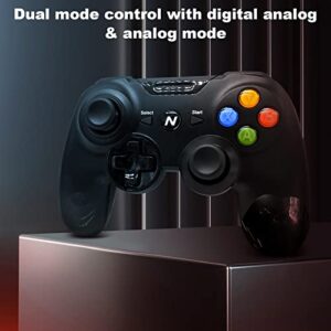 Wireless Gaming Controller, Dual-Vibration Joystick Gamepad Game Controller for PS3, PC, Android, Laptop Computer, Switch (with Phone Holder) (Black)