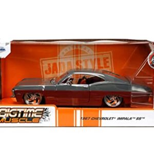 Jada Toys Big Time Muscle 1:24 1967 Chevy Impala SS Gray/Burgundy Die-cast Car, Toys for Kids and Adults