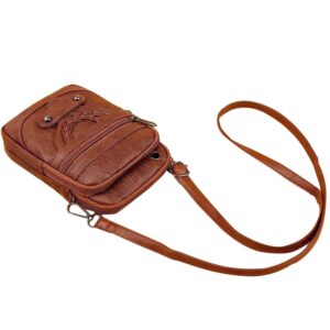 RONGTENG Small Crossbody Bags Retro Lightweight Cell Phone Purse Multi-Function Shoulder Bag for Women (Brown)