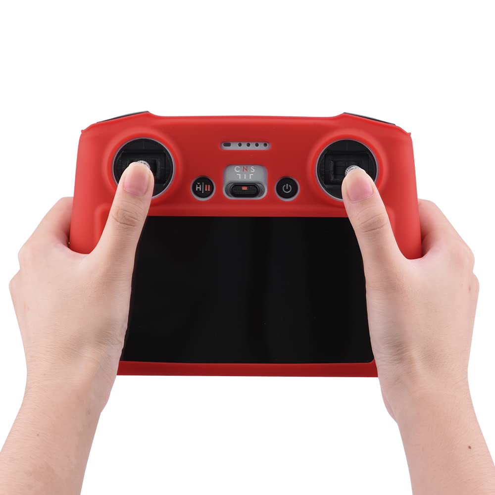 Palumma Mini 3 Pro RC Controller Protective Cover, Silicone Protective Cover Case Compatible for Mini 3 Pro with Screen Protective Cover for Anti-Scratch Dust Anti-Slip(Red)