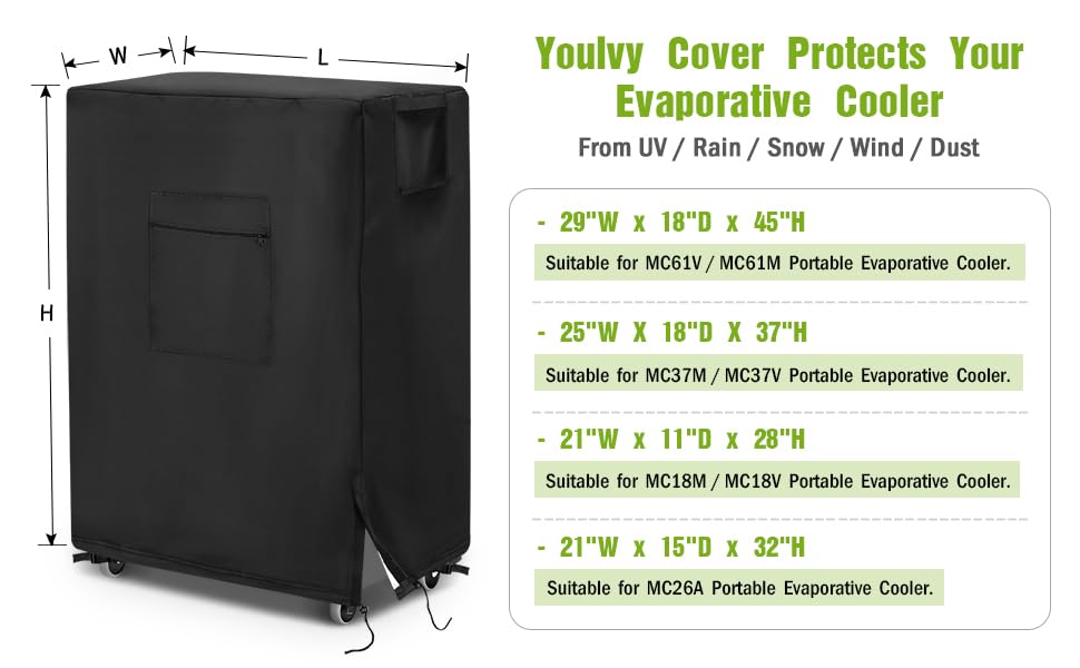 Youlvy Evaporative Cooler Cover for Hessaire MC61M / MC61V 5300 CFM Portable Evaporative Cooler, Waterproof Swamp Cooler Cover Air Cooler Cover Water Cooler Cover for Water/Outdoor Air Conditioner