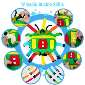 Inbeby Sensory Buckle Pillow Toys, Travel Essential Toy for Toddler 1-3, Montessori Toys Fine Motor Skills Busy Toys, Sensory Fidget Toys for Autistic Children, Airplane Activities for Toddler 1-3