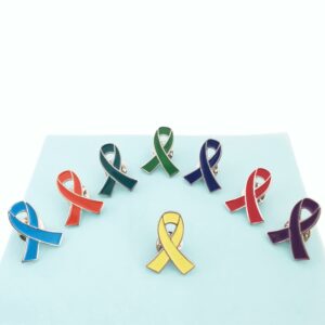 Purple Ribbon Pins 50Pcs Enamel Lapel Pin Purple Awareness Brooch for Alzheimer’s, Epilepsy, Pancreatic Cancer, Domestic Violence