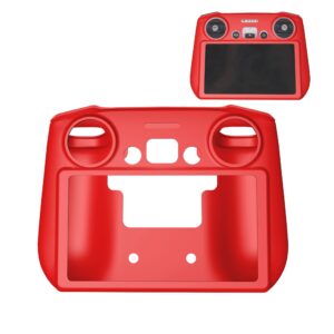 palumma mini 3 pro rc controller protective cover, silicone protective cover case compatible for mini 3 pro with screen protective cover for anti-scratch dust anti-slip(red)