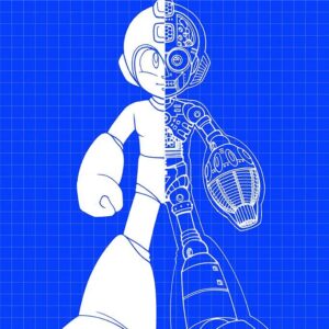 Laminated Mega Man Blueprint Art Video Game Video Gamer Classic Retro Vintage 90s Gaming MegaMan Capcom Legacy Collection Megaman 11 Mega Man X Dr Wily Poster Dry Erase Wall Art 16x24