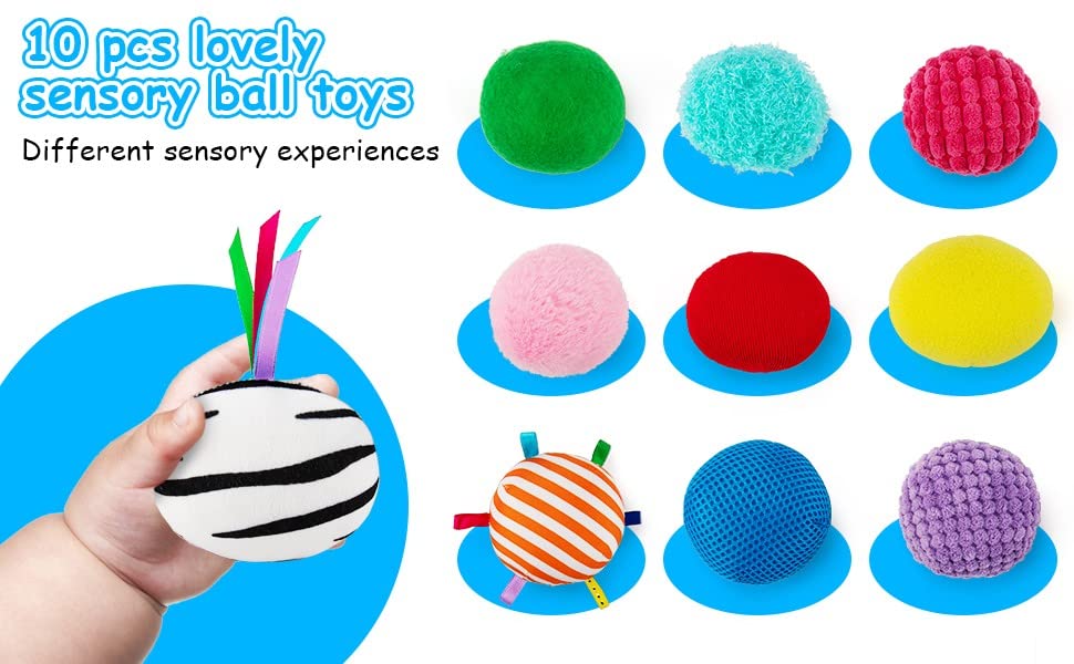 Baby Sensory Texture Ball Toy Set,10Pcs Montessori Toys for Babies 6-12 Months,Develop Fine Motor & Sensory Play for Newborns’ Early Learning,Fidget Stress Toys for Autism/Anxiety Relief