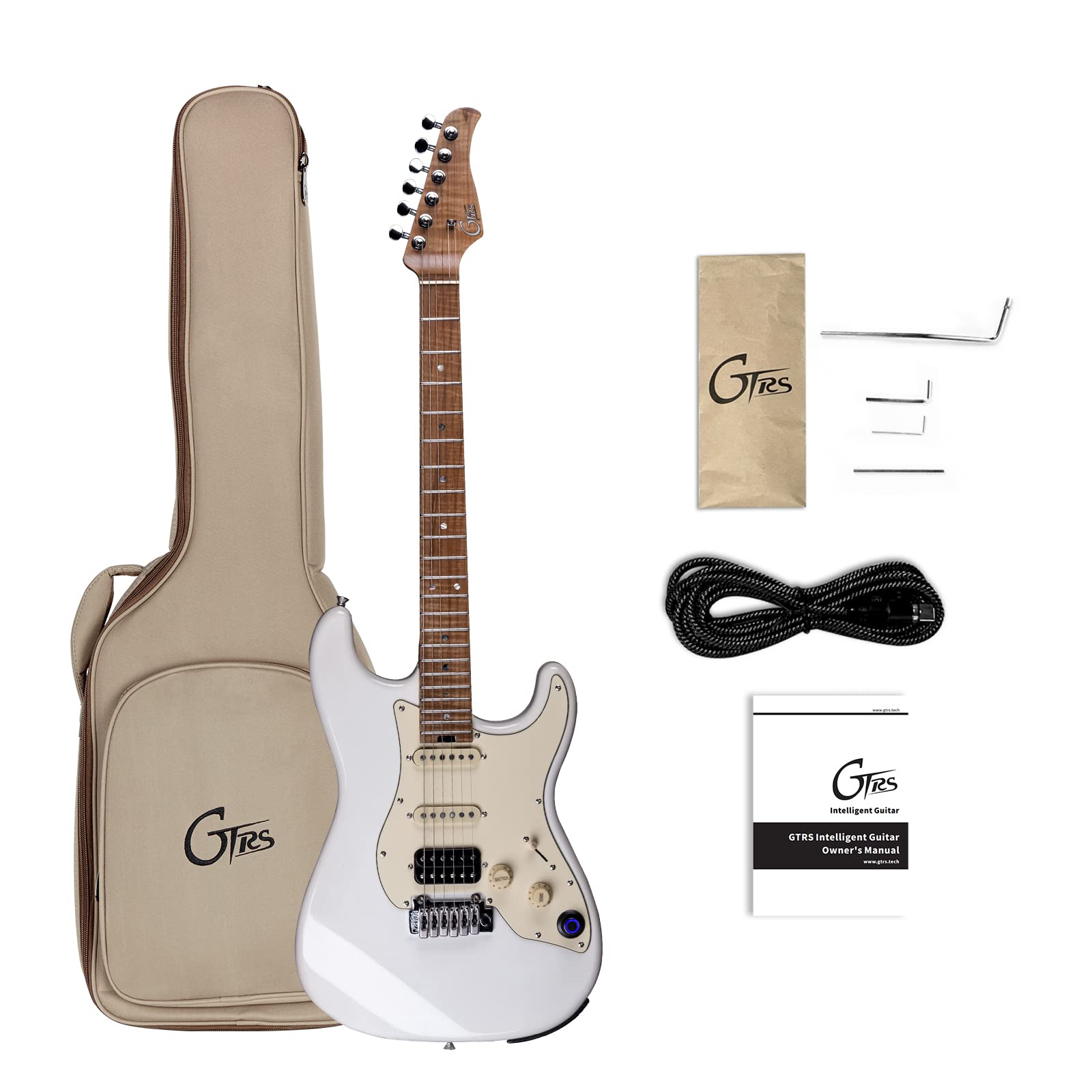 GTRS P801 Maple Fretboard Professional Electric Guitar Kit with Intelligent Process System Guitar Simulations Effects Drum Looper Metronome Support App Control for Recording Performance Practice