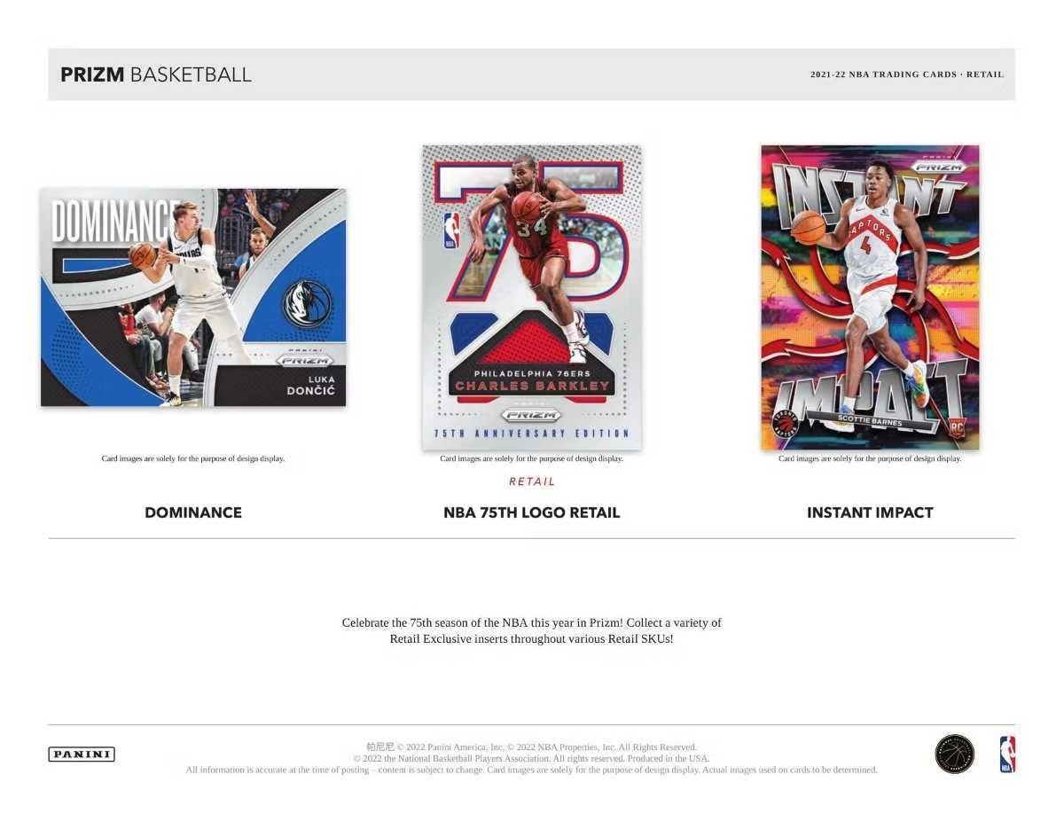 2021/22 Panini Prizm NBA Basketball Retail Box - 24 Packs - 96 Trading Cards Total