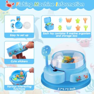 4 Sets Mini Dinosaur Claw Machine Toy Fish Catcher Stuff Toy Kid Prize Favor Handheld Tiny Toy with Figures Sea Creature Miniature Novelty Catcher Storage Box Birthday Carnival Party Game Gift