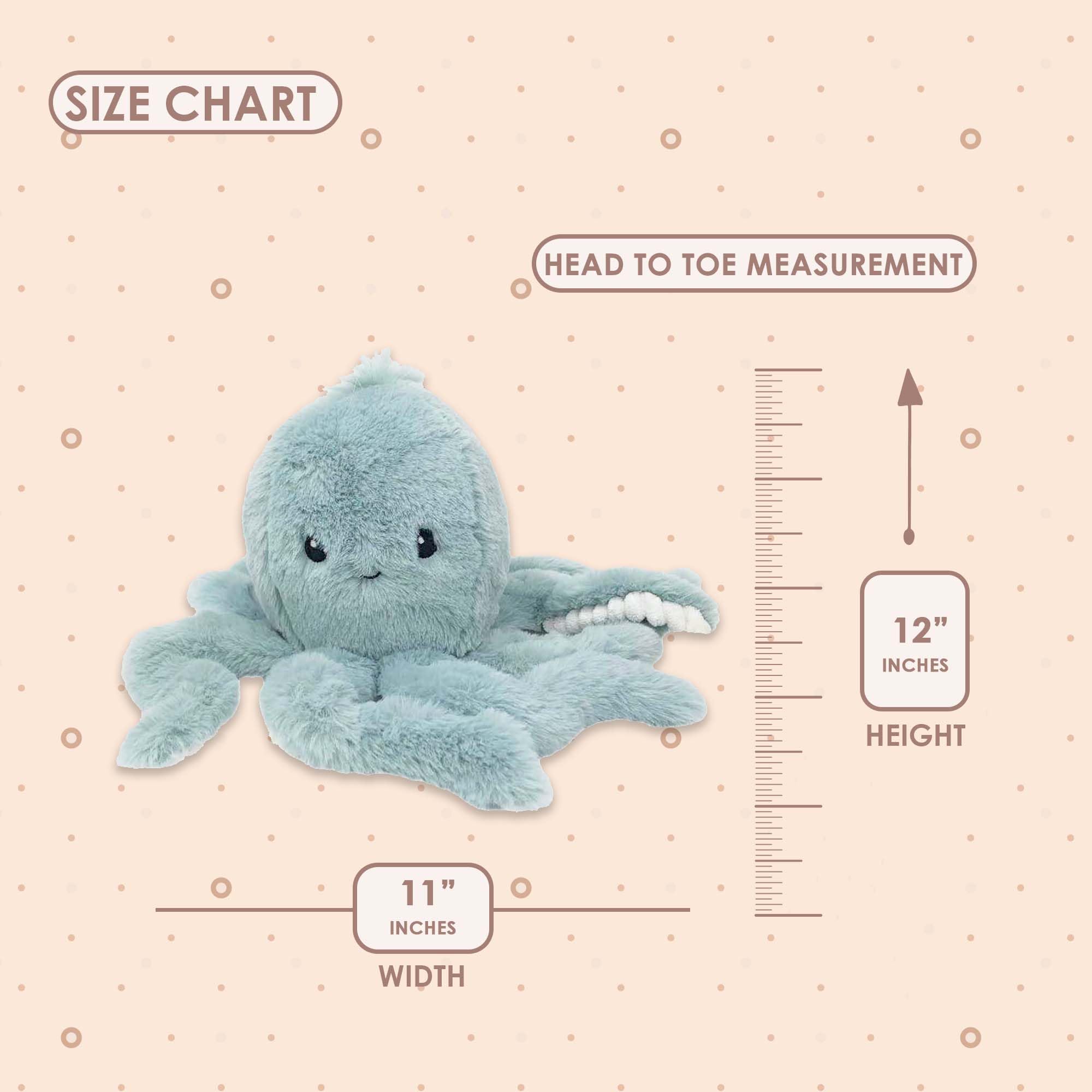 MON AMI Oda The Octopus Stuffed Animal Toy – 11”, Octopus Plush, Use as Toy or Nursery Room Décor, Great Gifts for Kids of All Ages, Ocean Animals