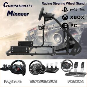 Minneer Adapt TV Stand Racing Simulator Cockpit Fit for G29/G920/G923/T248/T300/TS/TX Racing wheel, Reinforced Gaming Steering Wheel Mount Expandable (Seat, Wheel, Pedal, Handbrake Not Included