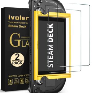 [2 Pack] iVoler Tempered Glass Screen Protector Designed for Steam Deck 7''2022 / Steam Deck OLED 7.4 '' 2023 with [Alignment Frame]Transparent HD Clear[Updated Version]Screen Protector for Steam Deck