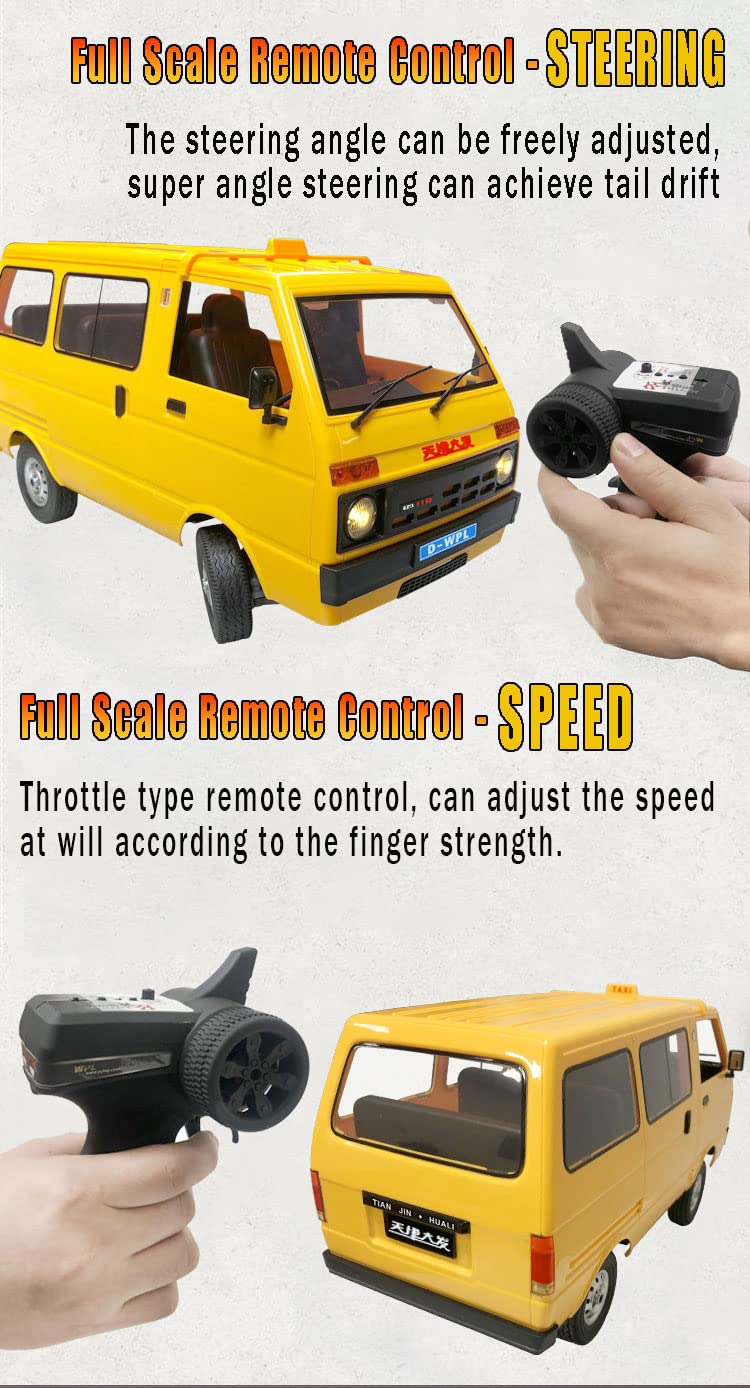 The perseids Remote Control Car WPL D42 RTR RC Drift Cars, 1/10 Full Scale RC Rock Crawler 2.4Ghz Offroad RC Truck and Trailer All Terrain Car RC Racing Climb Vehicle High Speed Van Car