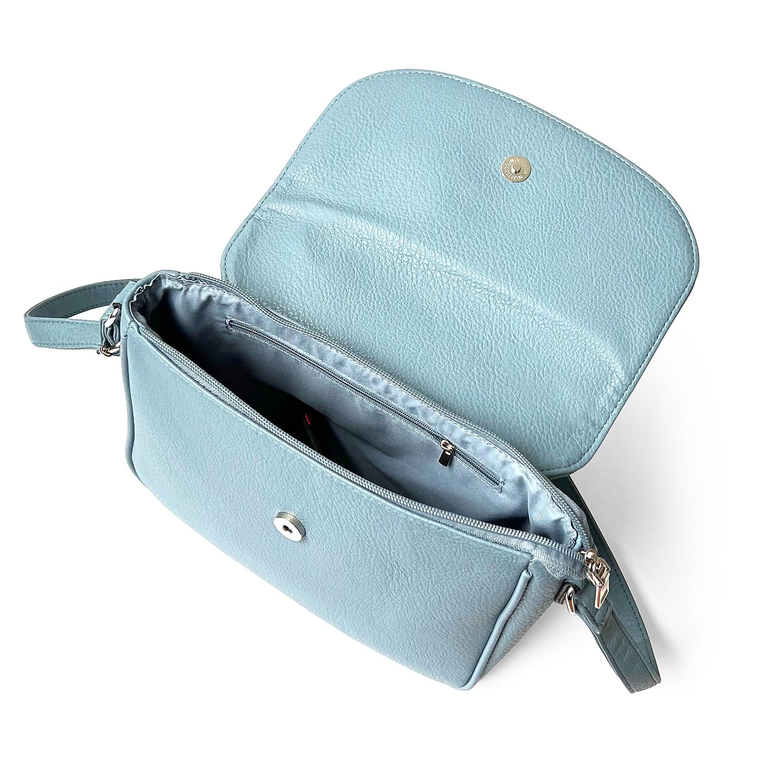 NICCI Handbag Collection P.U. Crossbody Messenger Bag, Powder Blue (NH03)