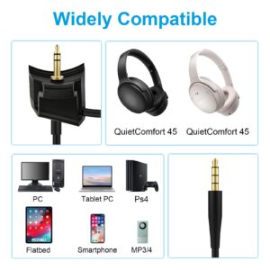 Gneinour QC45 Microphone Cable with Mute Switch Compatible with Bose Quietcomfort 45 Noise Cancelling Headphones for PS4 PS5 Xbox One Controller