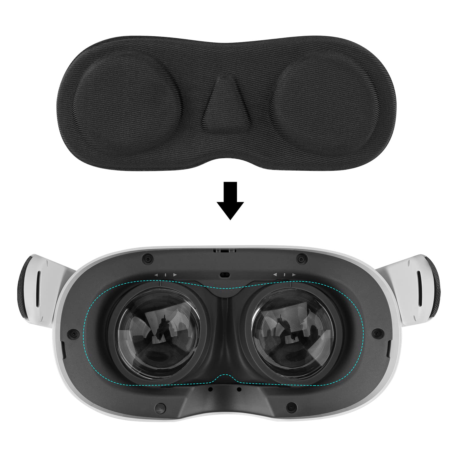 Geekria VR Cover Accessories Set Compatible with Pico Neo 3, Touch Controller Grip Cover, Pico Neo 3 Front Face Protector Cover, Silicone Face Cover with Lens Protective Cover (Black)