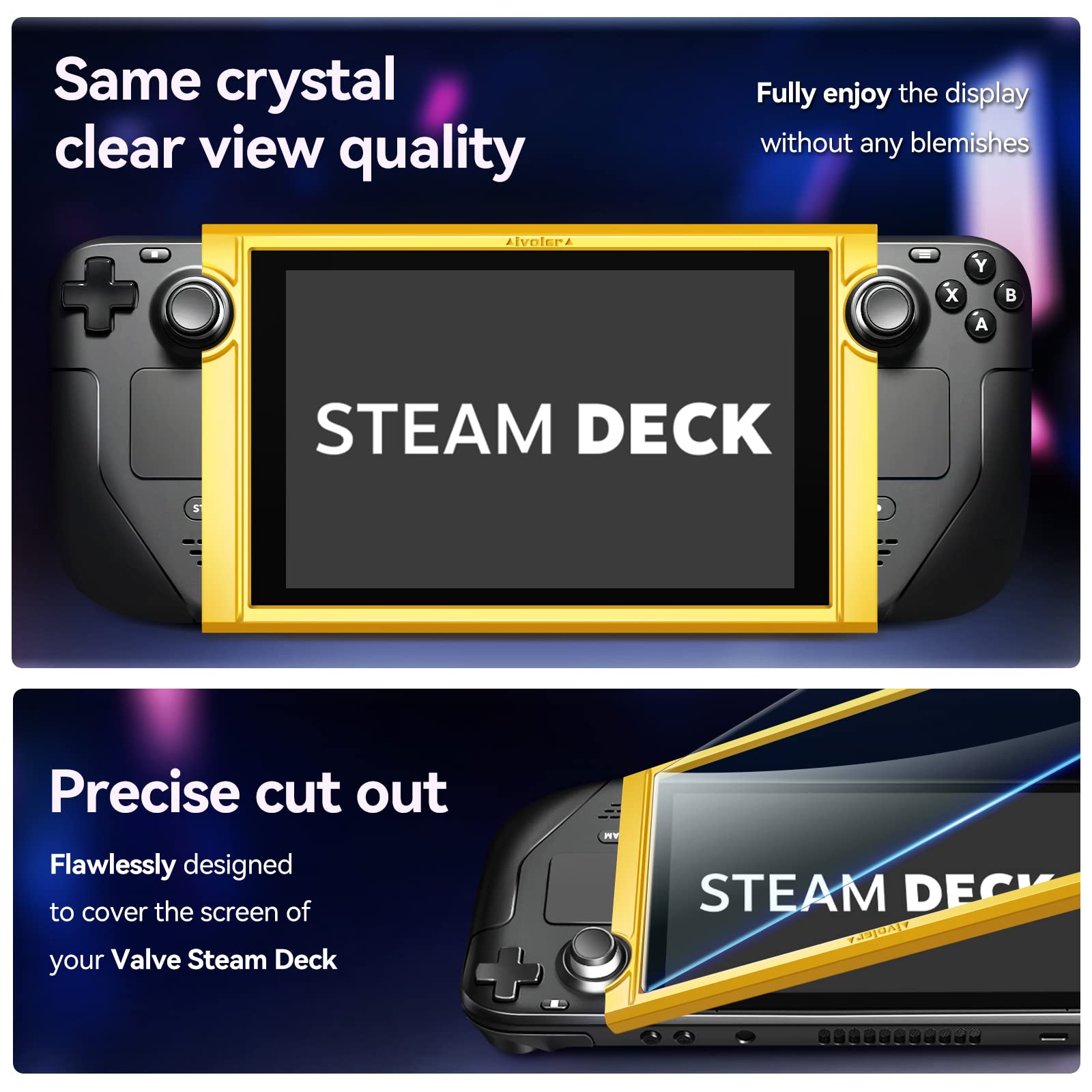 [2 Pack] iVoler Tempered Glass Screen Protector Designed for Steam Deck 7''2022 / Steam Deck OLED 7.4 '' 2023 with [Alignment Frame]Transparent HD Clear[Updated Version]Screen Protector for Steam Deck