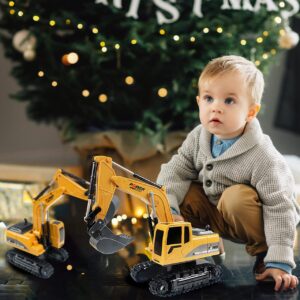 ID Gerilla Remote Control Excavator Toy, RC Construction - Metal Shovel Digger Vehicles with Lights Sounds and 680° Rotation Digging Sand, Christmas Birthday Present for Aged 3 4 5 6-10 + Year Old