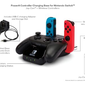 PowerA Controller Charging Base for Nintendo Switch, Black, Wireless Controller charging, Charge, rechargeable battery, Nintendo Switch, Joy-Con Charging, PowerA Wireless Charging