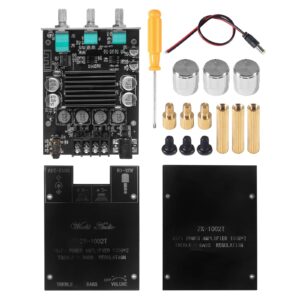 Diitao ZK-1002T Bluetooth 5.0 Amplifier Board 2.1 100Wx2 HiFi Subwoofer Audio AMP with Treble and Bass Control BT AUX Inputs, DC 9-24V 2.0 Channel Stereo Module for DIY Speakers, Password Free, Black