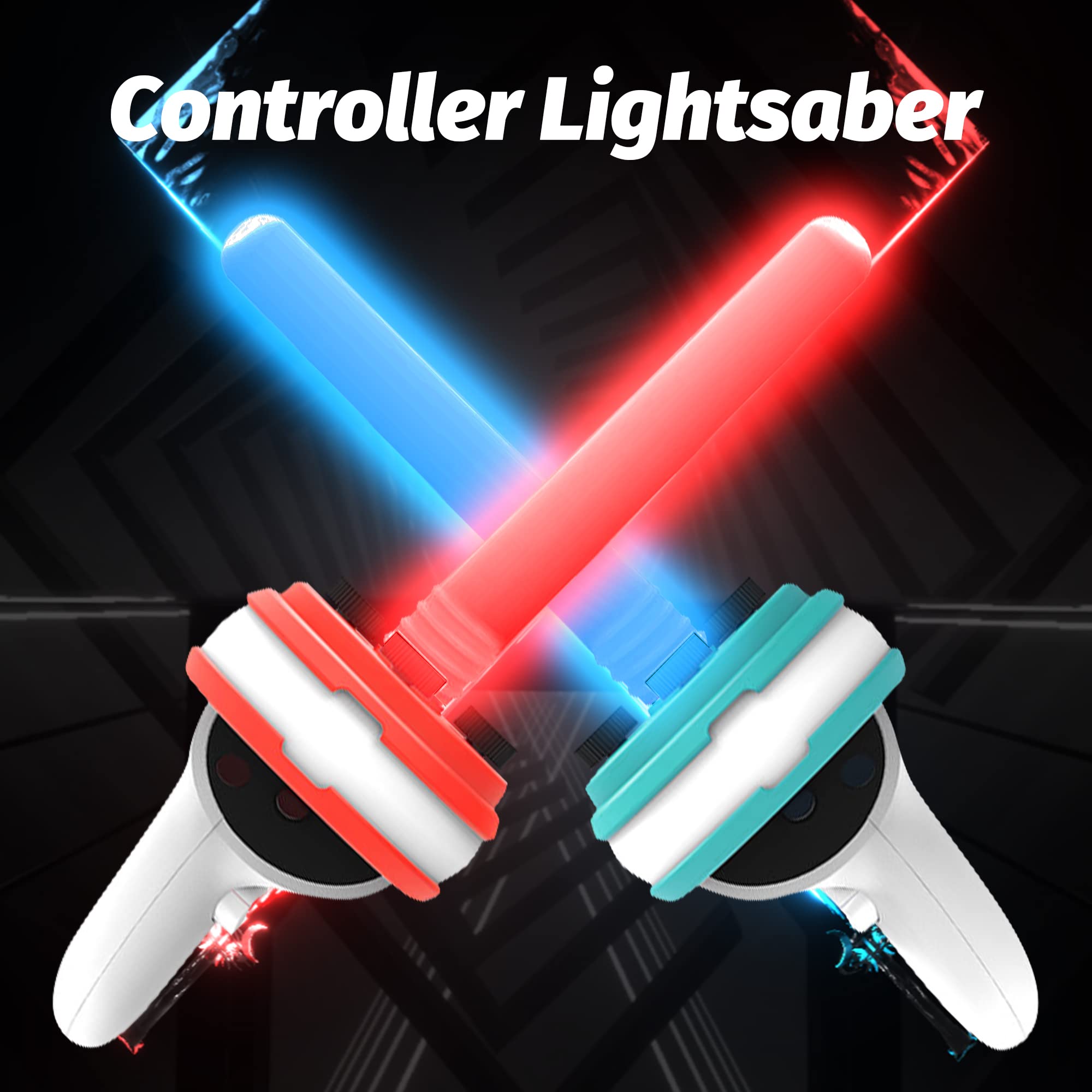 Ermorgen Beat Saber Extension Grips Compatible for Quest 2, Lighting Dual Handles VR Controller Accessories for Enhanced Gaming Experience