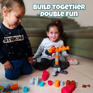 WISEPLAY Space Interactive Toys for 2+ Year Old - Bulding Mega Blocks for Toddlers 2-3 with Intelligent Interactive Moduls - Space Rocket Toy for Toddlers - STEM Space Ship Toy