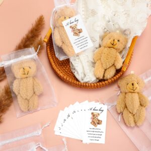 Zhanmai Set of 12 Mini Plush Bears Gift Little Pocket Bear Inspirational Bear Hug Gift Card Organza Bags for Party Favors Stocking Suffers for Class