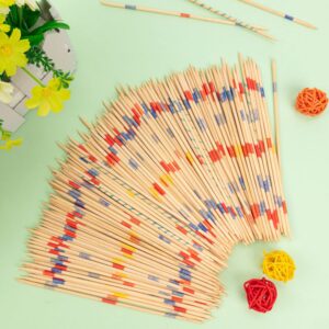 CLESDF Pick Up Sticks for Kids, 290pcs Classic Wooden Pickup Sticks Game Toys with 1 Black Bag for Family Fun Game Gift