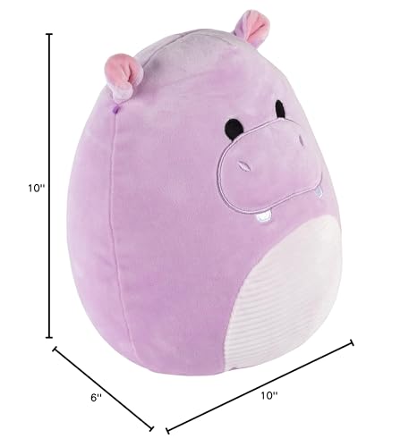 Squishmallows Original 10-Inch Hanna The Purple Hippo - Official Jazwares Plush - Collectible Soft & Squishy Hippo Stuffed Animal Toy - Add to Your Squad - Gift for Kids, Girls & Boys