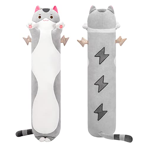 Mewaii Long Cat Plush Body Pillow, 28” Cute Cat Stuffed Animals Soft Plushies, Kitten Plush Throw Pillow Doll Toy Gift for Girlfriend