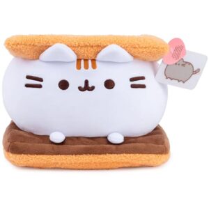 gund pusheen s’mores squisheen plush, stuffed animal for ages 8 and up, brown/white, 12”