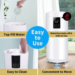 Humidifiers for Large Room Home Bedroom 2000 sq.ft. 17L/4.5Gal Large Humidifier with Extension Tube & 4 Speed Mist,Top Fill Wholehouse Humidifier with 360°Nozzle for Plant Office Commercial Greenhouse