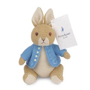 GUND Beatrix Potter Peter Rabbit Knit Plush, Easter Gift, Easter Bunny Stuffed Animal for Ages 1 and Up, Brown/Blue, 6.5”