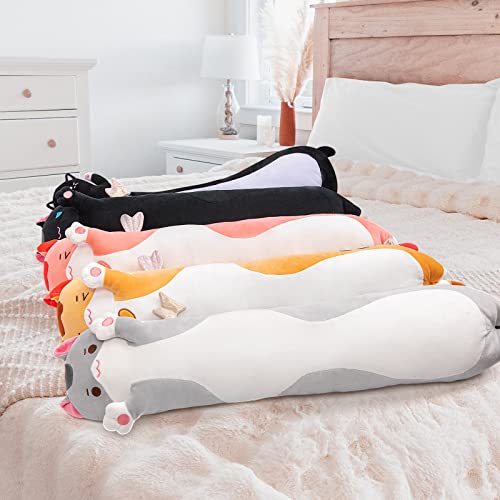 Mewaii Long Cat Plush Body Pillow, 28” Cute Cat Stuffed Animals Soft Plushies, Kitten Plush Throw Pillow Doll Toy Gift for Girlfriend