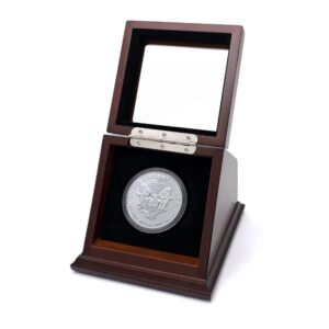 Chez Monett Challenge Coin Display Case Walnut Color 1.5-1.75 Inch 38-44.5 mm Coin Holder 1 Slot