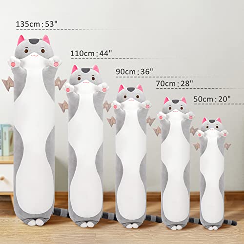 Mewaii Long Cat Plush Body Pillow, 28” Cute Cat Stuffed Animals Soft Plushies, Kitten Plush Throw Pillow Doll Toy Gift for Girlfriend