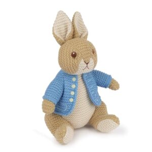 GUND Beatrix Potter Peter Rabbit Knit Plush, Easter Gift, Easter Bunny Stuffed Animal for Ages 1 and Up, Brown/Blue, 6.5”