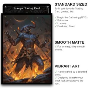 Fantasy North - Aggamon - Lord of Hatred - 100 Smooth Matte TCG Trading Card Sleeves - Fits Magic MTG Commander Pokemon and Other Card Games - Playing Card Sleeves