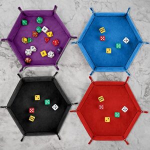 SIQUK 6 Pieces Dice Tray Hexagon Dice Rolling Holder Folding PU Leather Dice Trays for Dice Games Like RPG, DND and Other Table Games(Red, Blue, Violet, Black, Green, Yellow)